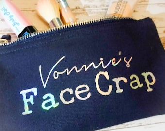 Personalised Cute "Face cr*p" canvas make up bag