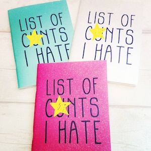 Sweary Glitter A5 Notebook - "List of c*nts I hate"