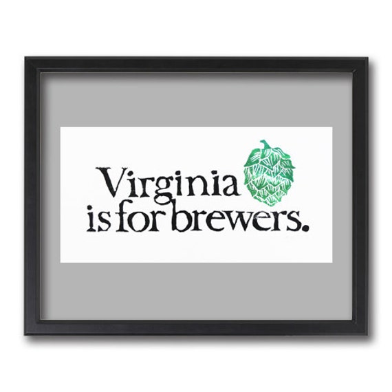 Virginia is for Brewers - linocut print