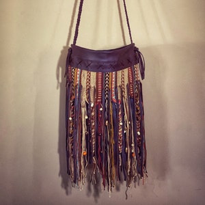Gypsea Boho bag Hippie bag Handmade Leather bag handwoven crossbody purse
