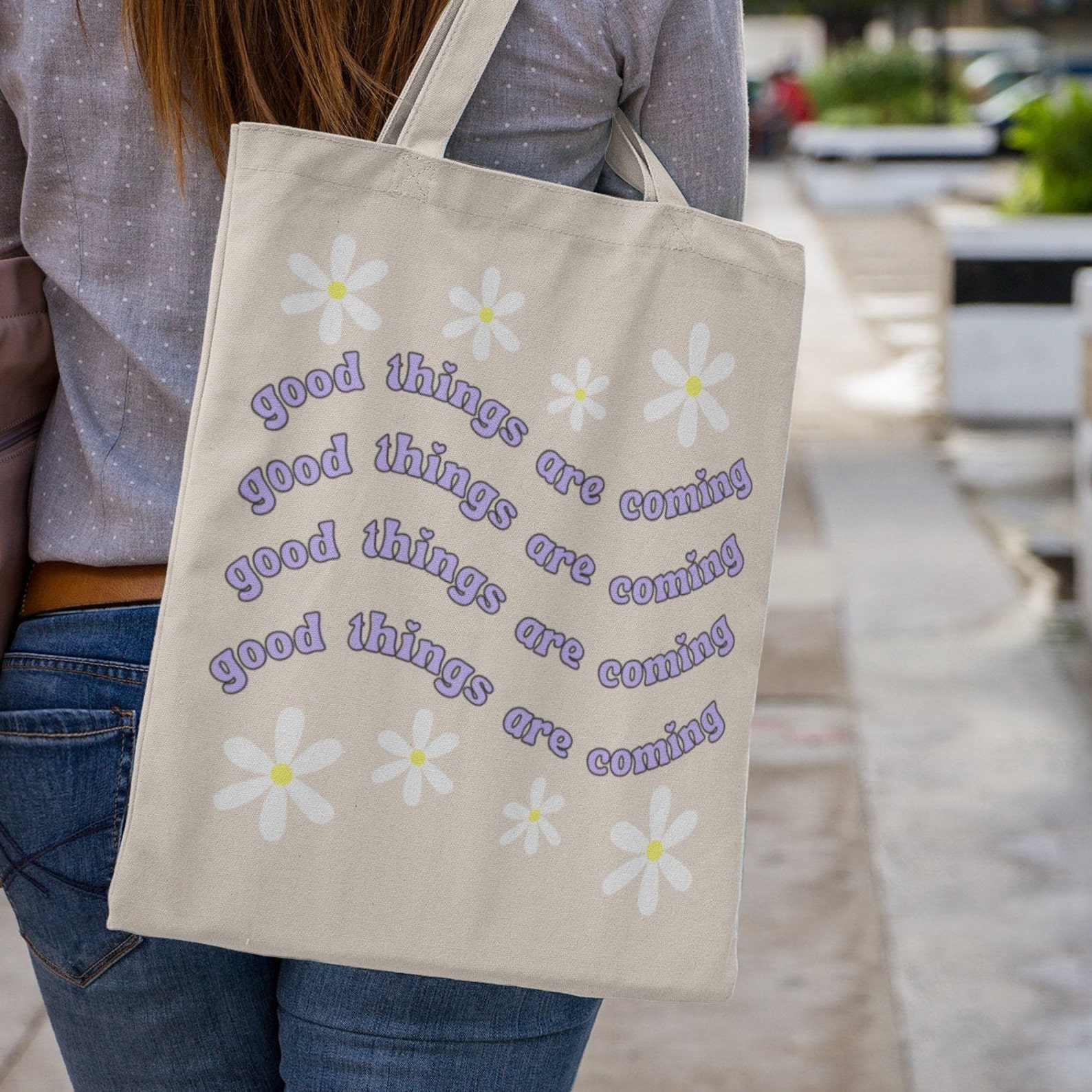 Aesthetic Tote Bag 90s Style Y2K Aesthetic Daisy Canvas Tote Etsy