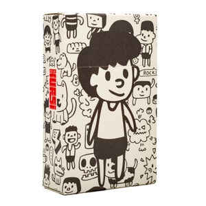 Custodia artistica per sigarette B/N per bambini Kufsi, custodia per sigarette in cartone con stampa digitale di alta qualità, forma di scatola porta sigarette, regalo