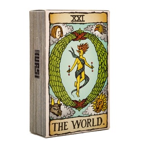 Art case for cigarette TAROT THE WORLD high quality digital print cardboard cigarette paper case shape box holder gift illustration Kufsi