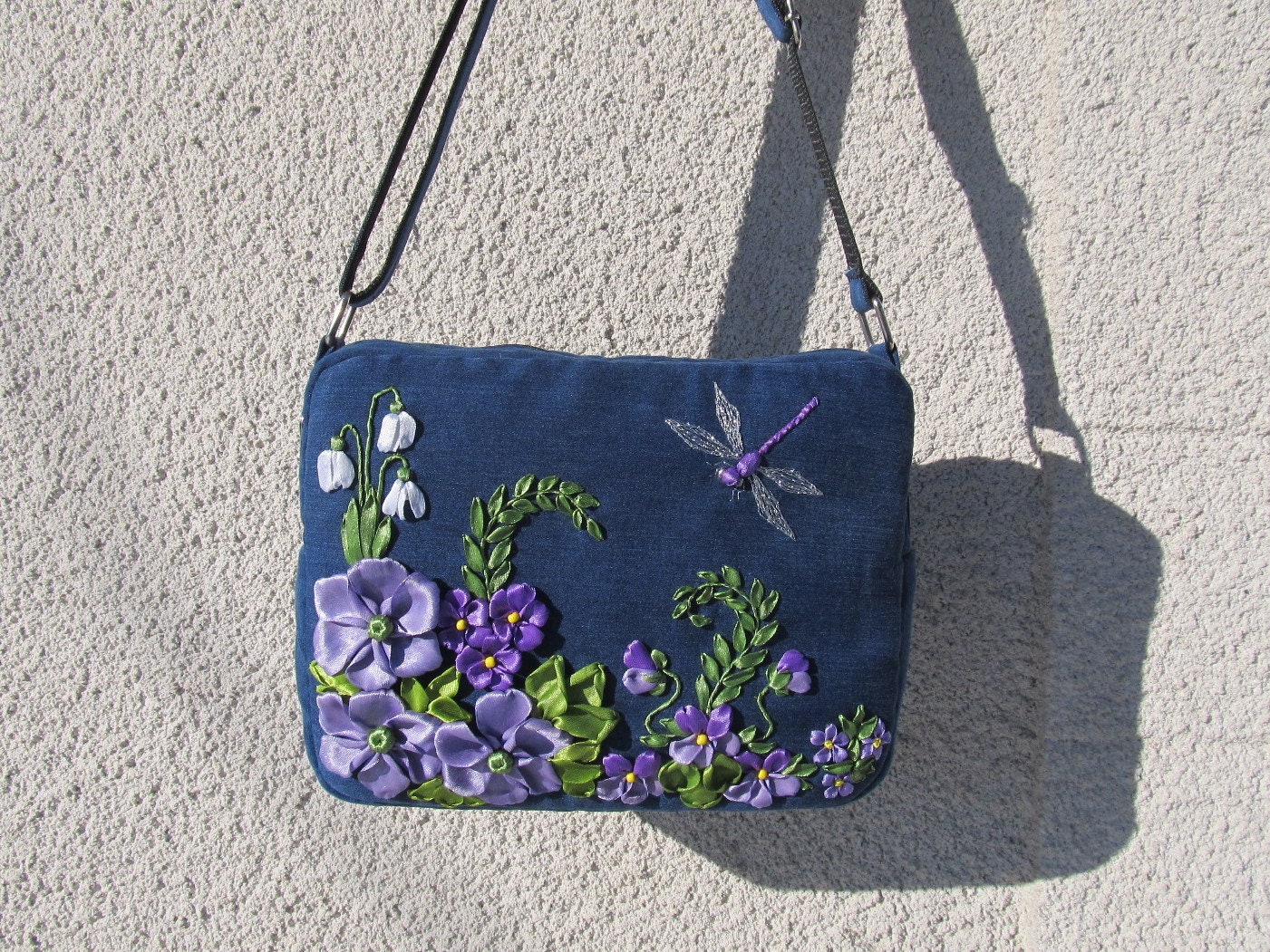 To Order. Embroidered Recycled Jeans Bag, Crossbody
