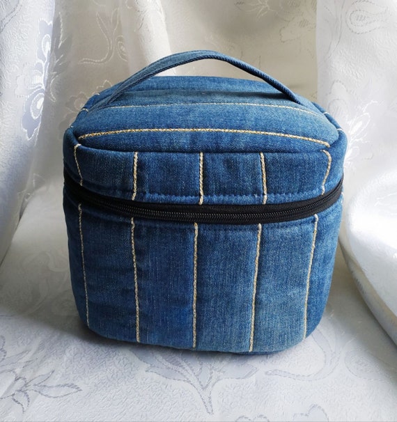 Denim cosmetic clearance bag