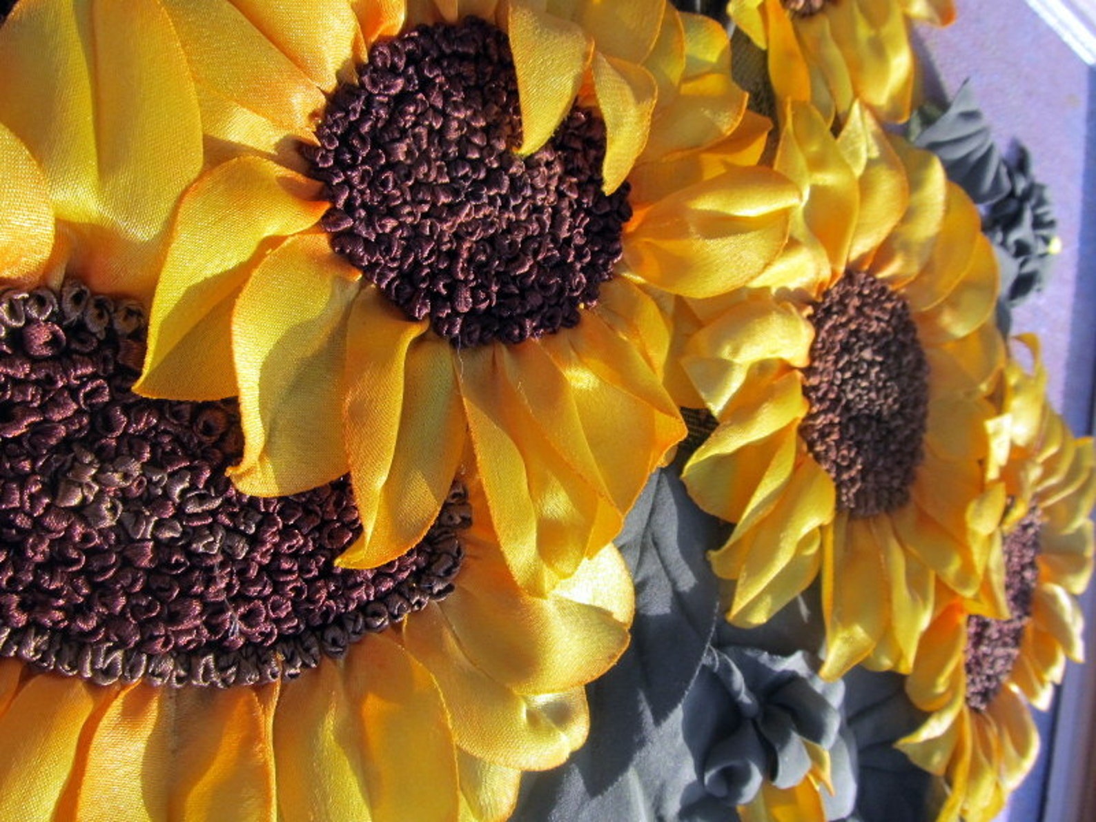 Sunflowers in a basket Big sunflowers wall hanging Ribbon Etsy