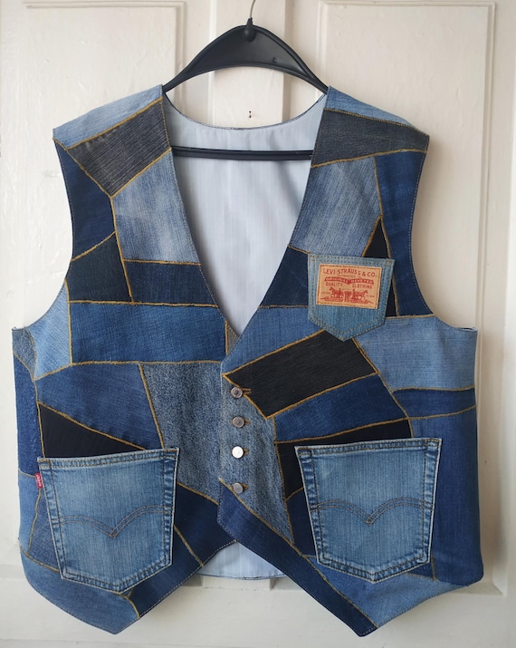 どのサイズでもご注文いただけます。アップサイクルデニムパッチワーク 