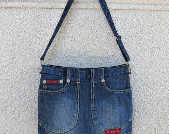 Upcycled denim bag, shoulder jeans handbag, padded laptop carrying case, upcycled blue jeans bag, laptop denim bag, stonewashed jeans bag