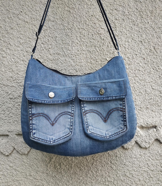To Order. Upcycled Denim, Denim Cargo Bag, Handmade Jeans