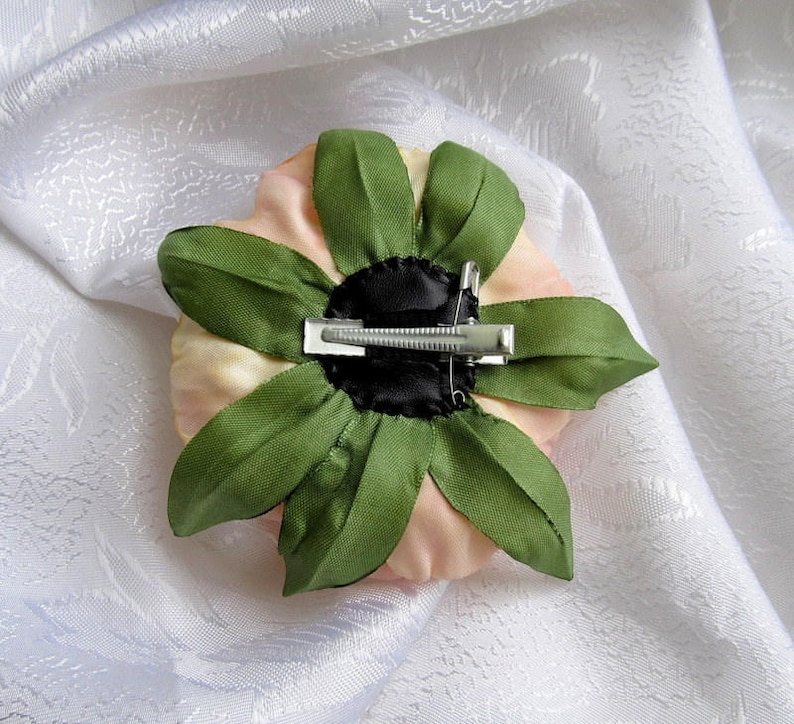 flower dress decoration poppy flower pin and clip Silk satin flower brooch sunflowerf brooch satin peony silk flower hair clip