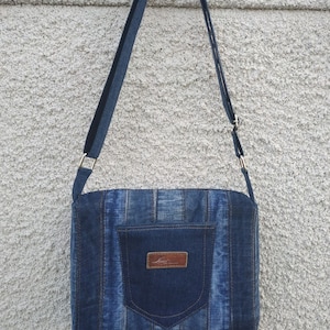 To order. Upcycled denim bag, shoulder jeans handbag, made from waistbands, casual jeans purse, patchwork denim bag, crossbody  jeans bag,