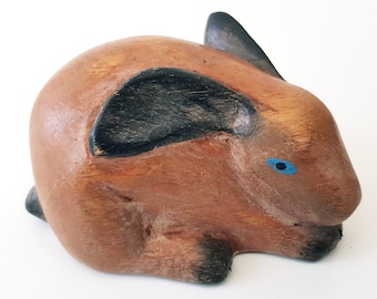 Vintage Wood Sitting Bunny Rabbit Figurine Small