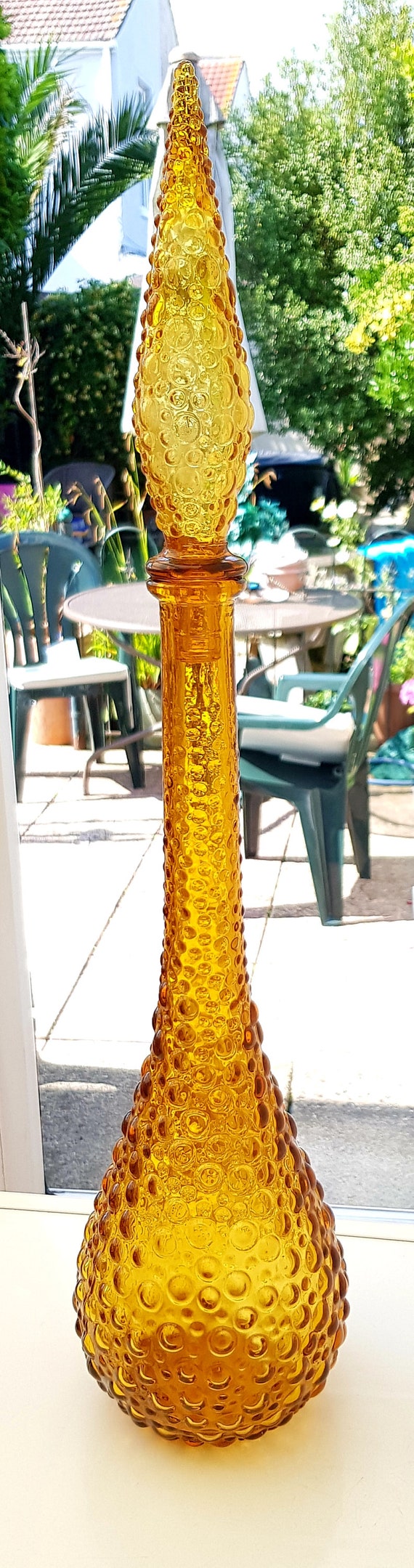 ヴィンテージアンバーガラスボトル エンポリ ジーニーボトル