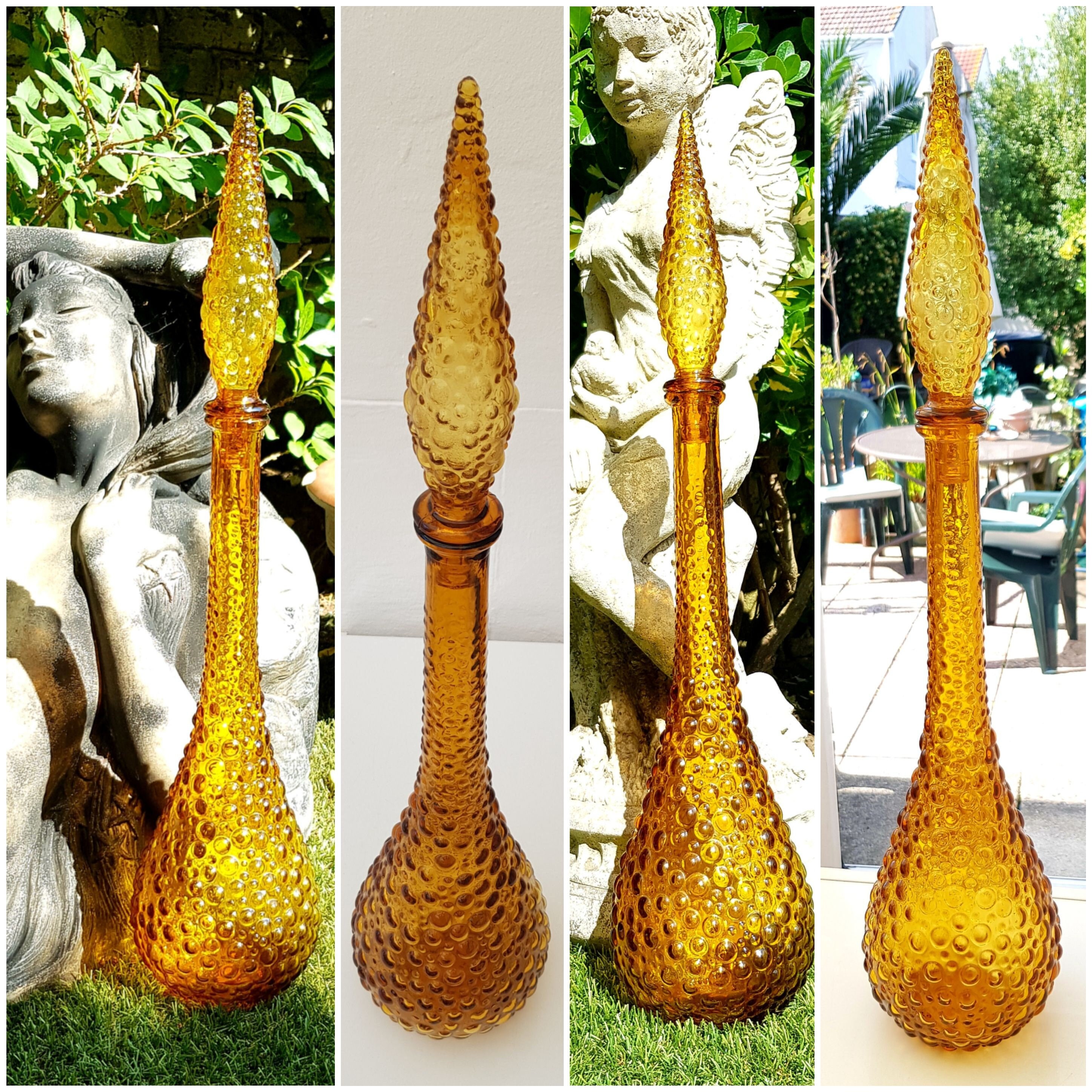 ヴィンテージアンバーガラスボトル エンポリ ジーニーボトル ヴィンテージ 22インチ イタリア製 エンポリ ジーニー ボトル アンバー