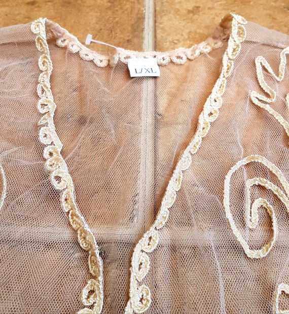 Vintage 90's Cream Crochet Lace Cotton Long Dress… - image 4