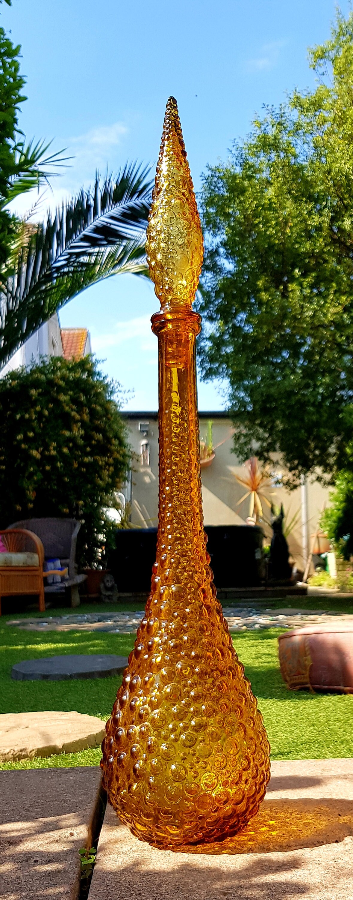 ヴィンテージアンバーガラスボトル エンポリ ジーニーボトル ヴィンテージ 22インチ イタリア製 エンポリ ジーニー ボトル アンバー