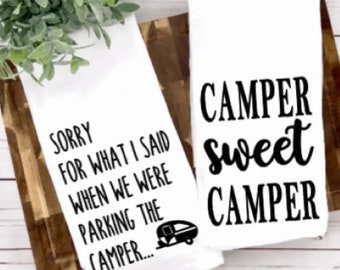 Camping Handtücher, Camping Küche, Camper Dekor RV Geschenke, Camp Geschenk für sie, Camping Dekorationen, lustiges Camping Geschenk, Geschenke für Camper