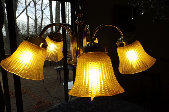 Sale Antique Chandelier 5 Arms Brass Ceiling Light Fixture Etsy