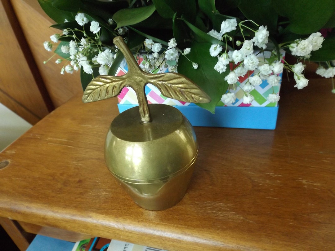 Brass Bell With Nice Ringing and Shape of Apple With Leaves. Dinner ...