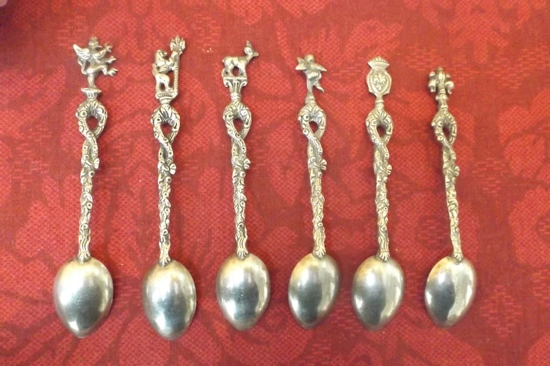 Antique collectible Spoons Marked Italy Silver Plated Set 6 Etsy