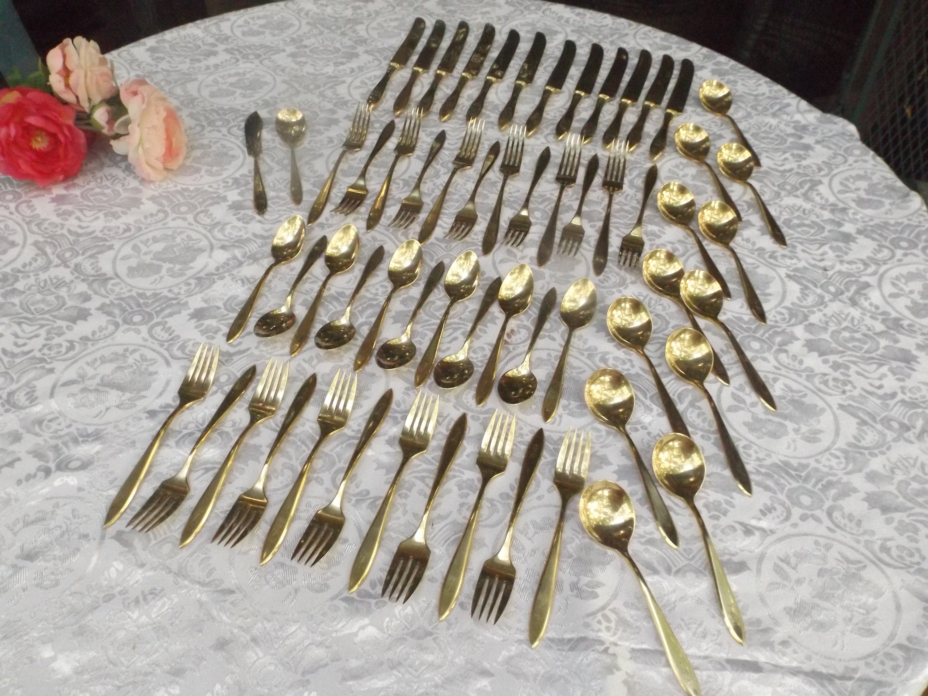 Rare Quality Vintage Dirilyte Gold Tone Bronze Flatware Etsy