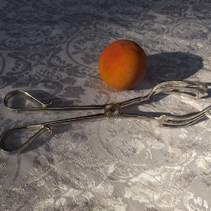 Rare Italian Silver Plated Serving Salad Asparagus Buffet desert cake Tongs flatware Scissor style Gift idea