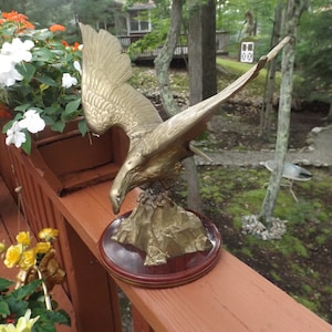 Vintage Large Bronze Eagle Figurine, 12 1/4 Inches Tall Tabletop Heavy Bronze Eagle Sculpture Gift idea