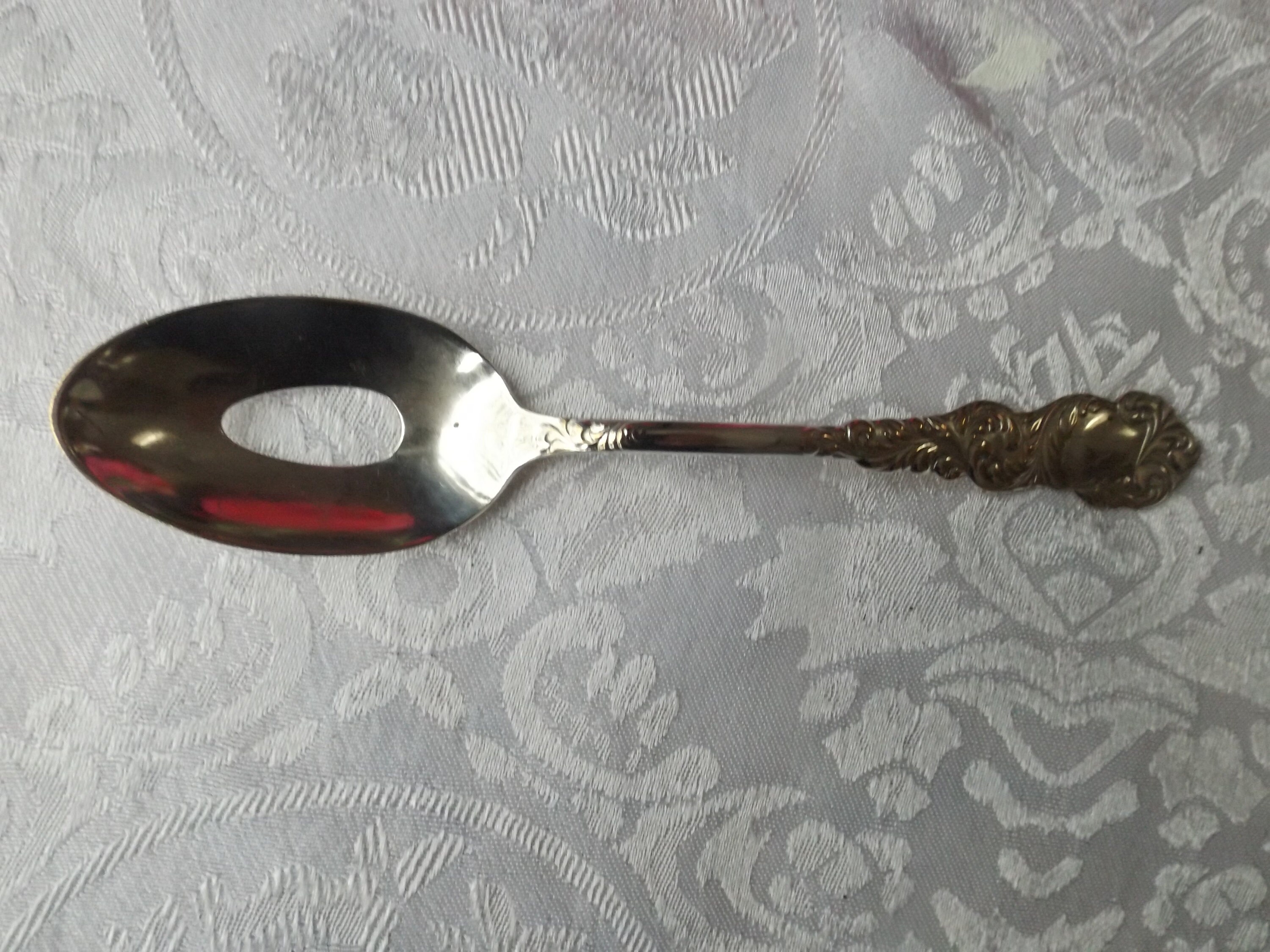 Antique Silver plated Olive spoon with hole by WALDO Etsy