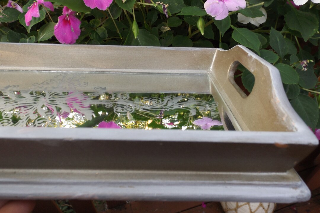 Wooden Rectangular Mirrored Dresser Tray Etched Mirror,home Decor