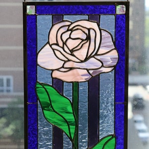 Pink Rose Stained Glass Panel