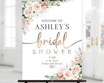 Personalization Bridal Shower sign, Bridal Shower Decorations, Bridal Shower Welcome Sign, Bridal shower Invitation, Blush Pink decorations