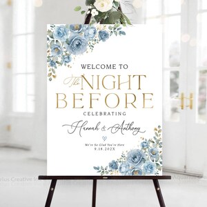 Rehearsal Dinner Sign, Welcome to the Night Before Sign, Wedding Rehearsal Sign, Engagement welcome sign, Greenery Wedding Decorations, One day Away Sign, The day before sign