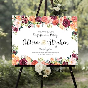 Signo de compromiso, signo de bienvenida de compromiso, signo de bienvenida de boda, fiesta de compromiso, decoración de bodas de otoño, decoraciones de otoño, signo de despedida de soltera