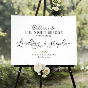 Rehearsal Dinner Sign, Wedding Rehearsal Sign, Floral Wedding, Engagement welcome sign, Wedding welcome sign, the Night Before Sign