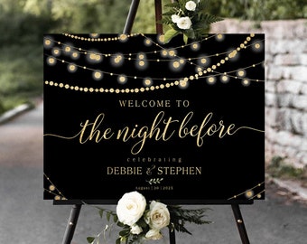 Rehearsal Dinner Sign, Wedding Rehearsal Sign, Gold Wedding decor, Engagement welcome sign, Wedding welcome sign, Rehearsal Dinner decor