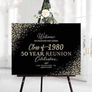 50 year high school reunion, Reunion welcome sign, Class reunion welcome sign, 50th class reunion, Reunion Decoration, Reunion Celebration