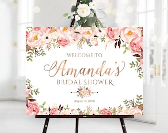 Personalized Bridal Shower sign, Bridal Shower Decorations, Bridal Shower Welcome Sign, Bridal shower Invitation, Blush Pink decorations