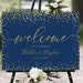 Wedding Welcome Sign, Gold Confetti Wedding Sign, Navy Blue Decor, Navy ...