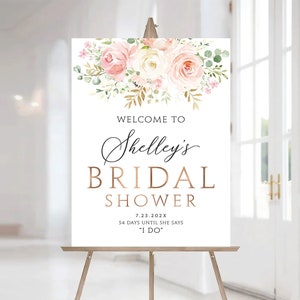 Bridal Shower sign, Bridal Shower decoration, Bridal Shower Welcome Sign, Bridal shower Invitation, Bridal shower Poster, Blush Pink decor