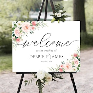 Sinal de boas-vindas de casamento, sinais de casamento, decoração de casamento rosa blush, sinal de boas-vindas de noivado, sinal de chá de bebê, sinal de noivado, sinal de aniversário