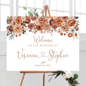 Wedding Welcome Sign, Fall Wedding sign, Autumn wedding welcome sign, fall wedding decor, Terracotta Boho Wedding, Fall Wedding Decorations