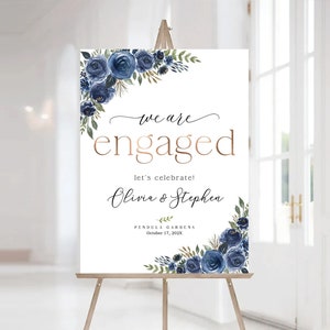 Engagement sign, Engagement welcome sign, Wedding welcome sign, engagement party, engagement party Decor, Rehearsal Dinner sign, Navy Blue