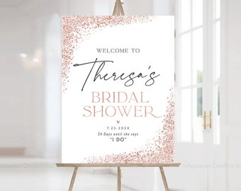 Rose gold Bridal Shower, Bridal shower decorations, Bridal Shower Welcome Sign, Printable welcome sign, Shower Sign, Rose gold Shower decor