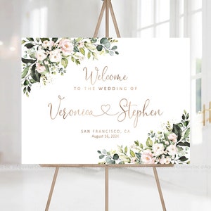 Plaque de bienvenue pour mariage, plaque de mariage rose blush, plaque de mariage, décoration de mariage rose blush, décorations de mariage rose blush, enseigne de dîner de répétition