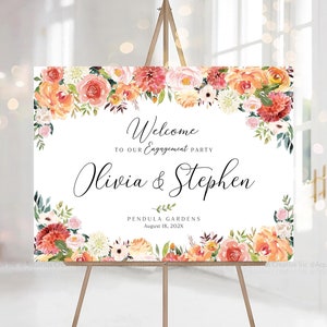 Signo de compromiso, signo de bienvenida de compromiso, signo de bienvenida de boda, fiesta de compromiso, decoración de bodas de otoño, decoraciones de otoño, signo de despedida de soltera