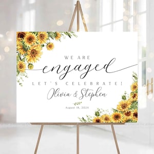 Segno della festa di fidanzamento, segno di benvenuto del fidanzamento, decorazione di fidanzamento girasoli, decorazioni della festa di fidanzamento, segno di fidanzamento, segni di fidanzamento