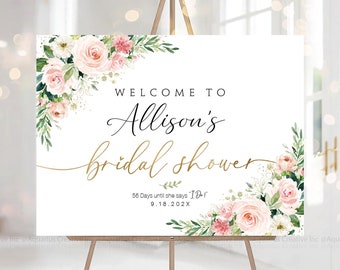 Bridal Shower sign, Bridal Shower decoration, Bridal Shower Welcome Sign, Bridal shower Invitation, Bridal shower Poster, Blush Pink decor
