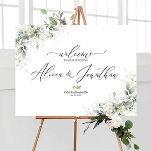 Signos de boda verdes, signo de bienvenida de boda, signos de boda, signos personalizados, signo de boda verde, signo de boda rústico, signo de boda imprimible