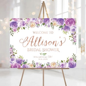 Decoración de despedida de soltera, letrero de bienvenida para despedida de soltera, letrero para despedida de soltera, invitación para despedida de soltera, letrero para despedida de soltera en tonos lavanda, violeta y morado