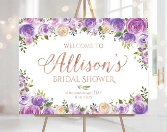 Bridal Shower Decoration, Bridal Shower Welcome Sign, Bridal Shower sign, Bridal shower Invite, Lavender, Violet, Purple Bridal Shower sign